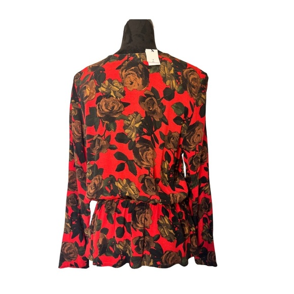 Topshop Floral Wrap Top Red - Picture 3 of 11